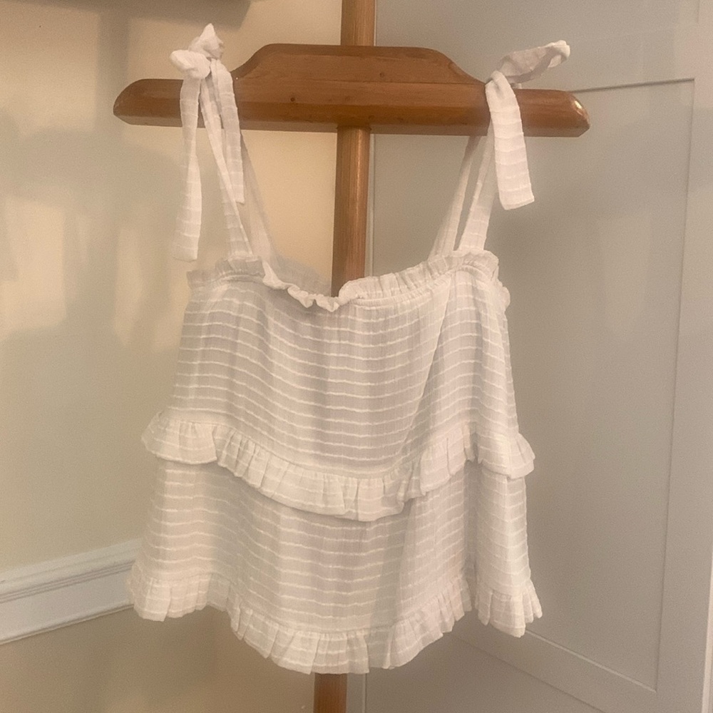 Le Lis Gauze Ruffled Tie Tiered Lined Sleeveless  Tank Top Small